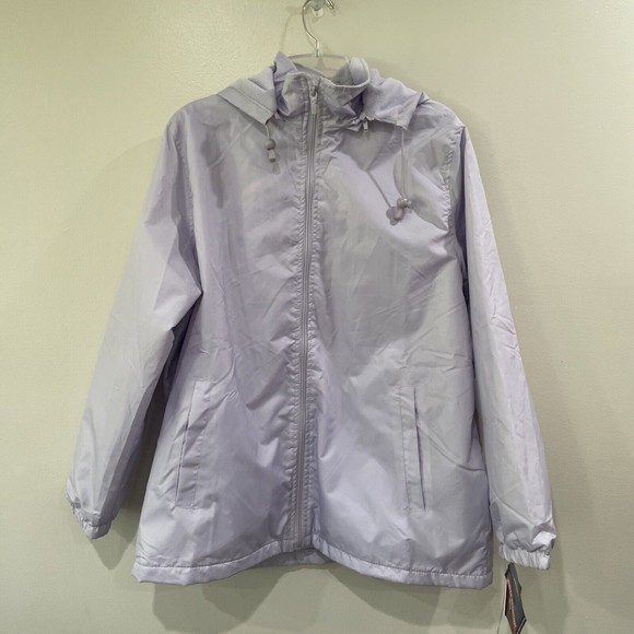 Totes Womens full zip water resistant jacket w/ hoodie Size Large Purple NWT - Picture 1 of 15